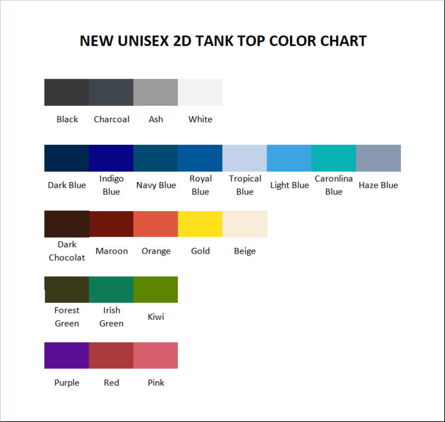 tank top color chart - Pochacco Merch