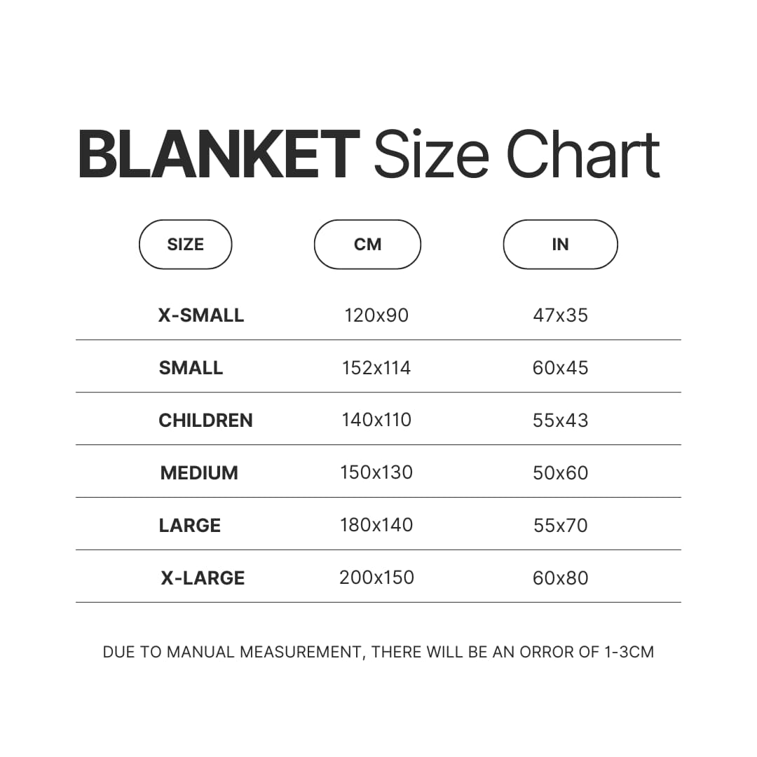 Blanket Size Chart - Pochacco Merch