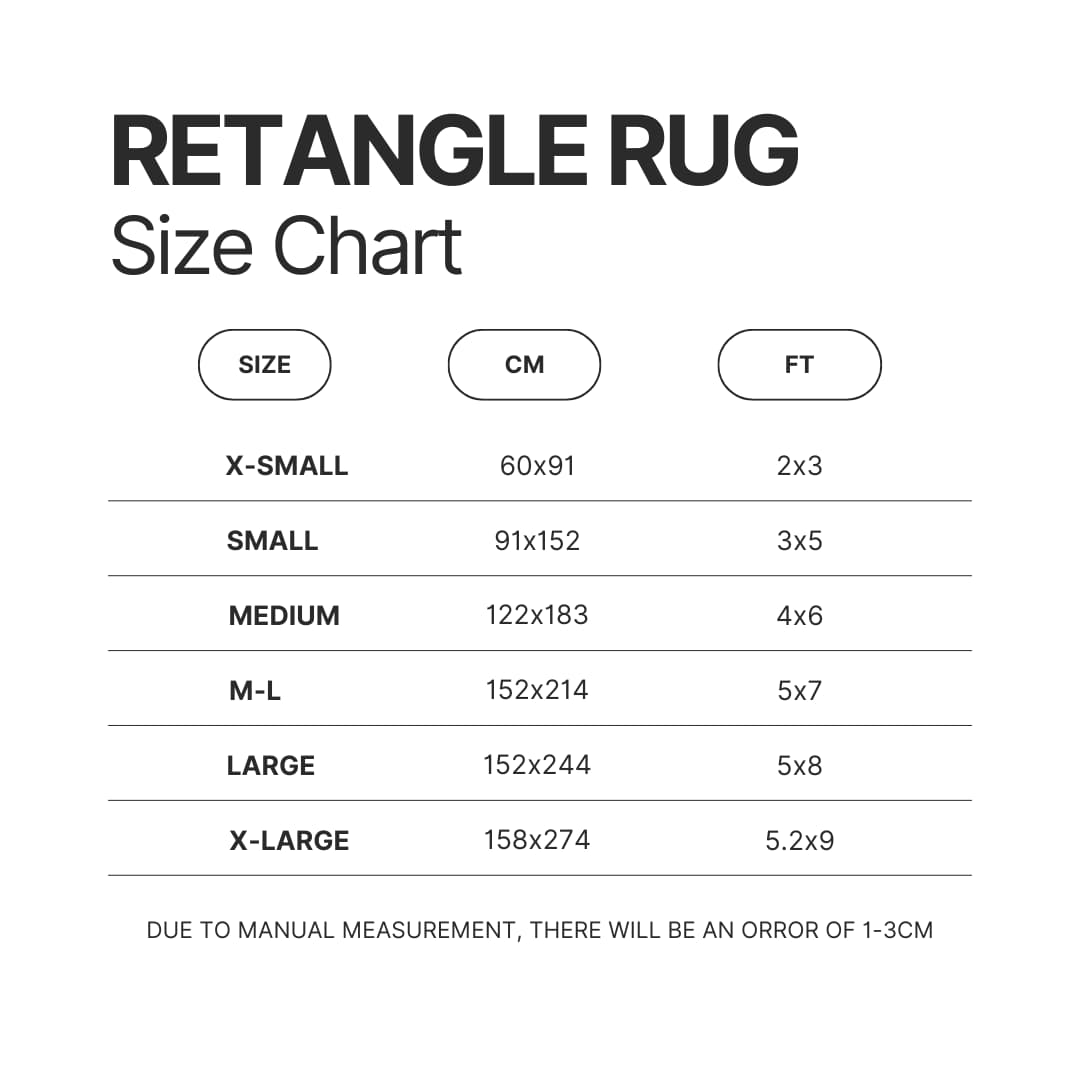 Retangle Rug Size Chart - Pochacco Merch